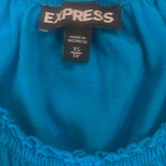 Express Turquoise Flowy Casual Dress - Picture 4 of 4